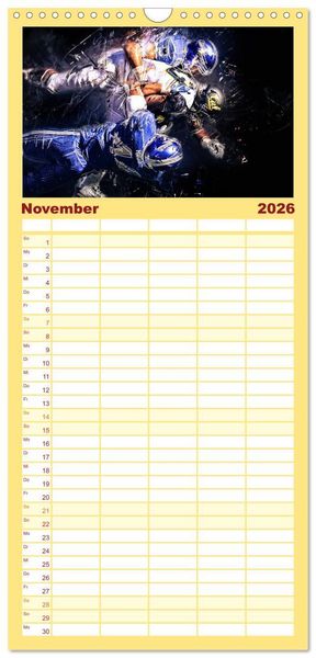 Produktbild: Familienplaner 2026 - American Football - so cool mit 5 Spalten (Wandkalender, 21 x 45 cm) CALVENDO