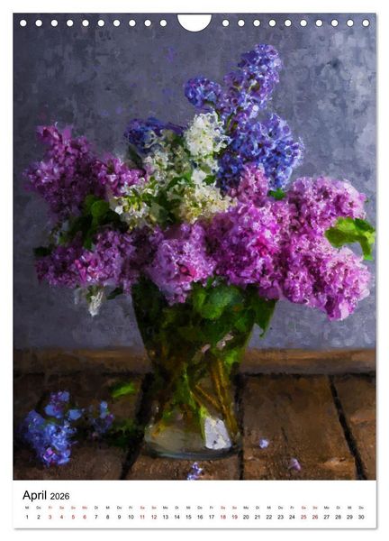 Produktbild: Bl&uuml;tenzauber - Gemalte Blumenstr&auml;u&szlig;e auf dem Tisch (Wandkalender 2026 DIN A4 hoch), CALVENDO Monatskalender