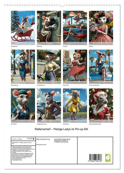 Produktbild: Rattenscharf &ndash; Pelzige Ladys im Pin-up-Stil (hochwertiger Premium Wandkalender 2027 DIN A2 hoch), Kunstdruck in Hochglanz