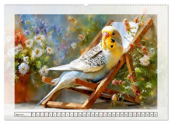 Produktbild: Wellensittiche. Fr&ouml;hliche Seelen auf der Terrasse (Wandkalender 2027 DIN A2 quer), CALVENDO Monatskalender