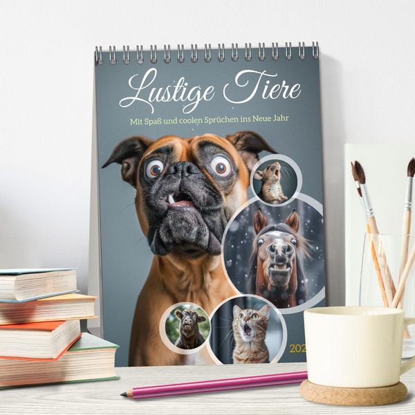 Produktbild: Lustige Tiere (Tischkalender 2026 DIN A5 hoch), CALVENDO Monatskalender