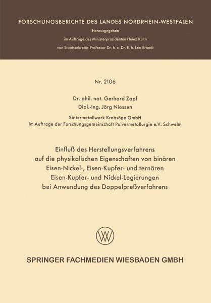 Produktbild: Einfluß des Herstellungsverfahrens auf die physikalischen Eigenschaften von binären Eisen-Nickel-, Eisen-Kupfer- und ternären Eisen-Kupfer- und Nickel