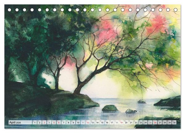 Produktbild: B&auml;ume in Aquarell (Tischkalender 2026 DIN A5 quer), CALVENDO Monatskalender