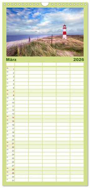 Produktbild: Familienplaner 2026 - SYLT hinter den D&uuml;nen mit 5 Spalten (Wandkalender, 21 x 45 cm) CALVENDO