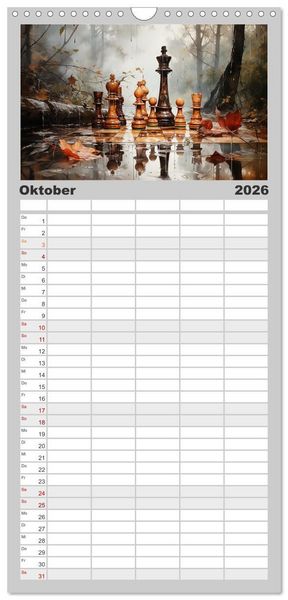 Produktbild: Familienplaner 2026 - Schach Matt mit 5 Spalten (Wandkalender, 21 x 45 cm) CALVENDO