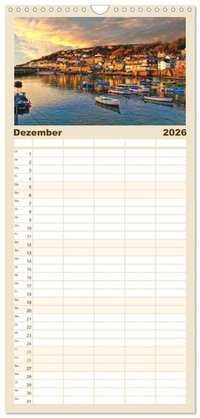 Produktbild: Familienplaner 2026 - Cornwall - Einzigartig mit 5 Spalten (Wandkalender, 21 x 45 cm) CALVENDO