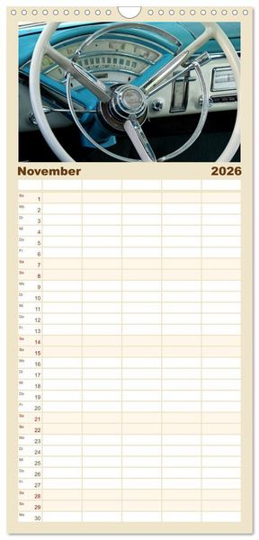 Produktbild: Familienplaner 2026 - Klassische Armaturenbretter mit 5 Spalten (Wandkalender, 21 x 45 cm) CALVENDO