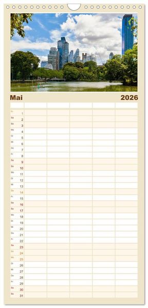 Produktbild: Familienplaner 2026 - Sehnsuchtsland Thailand mit 5 Spalten (Wandkalender, 21 x 45 cm) CALVENDO