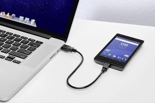 Produktbild: Renkforce USB-Kabel USB 2.0 USB-A Stecker, USB-Micro-B Stecker 0.30 m Schwarz vergoldete Steckkontakte RF-4463076