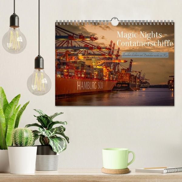 Produktbild: Magic Nights Containerschiffe (Wandkalender 2027 DIN A4 quer), CALVENDO Monatskalender