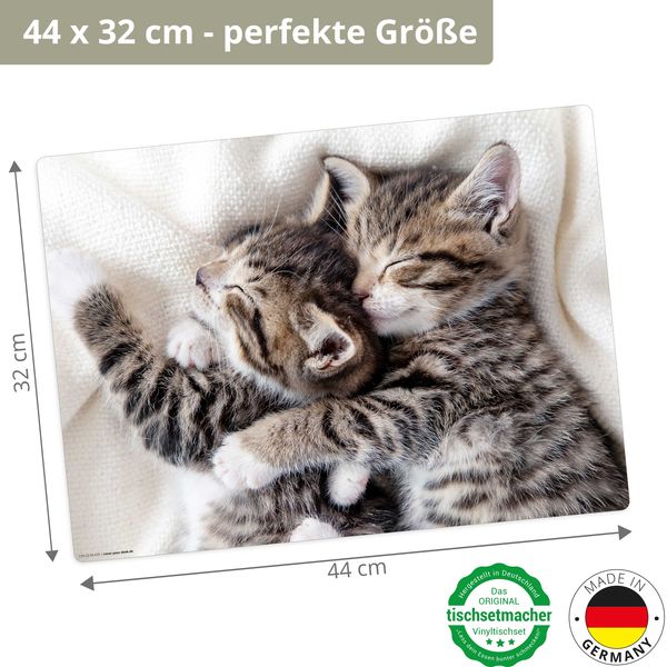 Produktbild: Tischsetmacher Tischset f&uuml;r Kinder schmusende K&auml;tzchen, aus hochwertigem Vinyl , 44 x 32 cm
