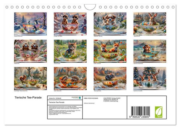 Produktbild: Tierische Tee-Parade (Wandkalender 2026 DIN A4 quer), CALVENDO Monatskalender