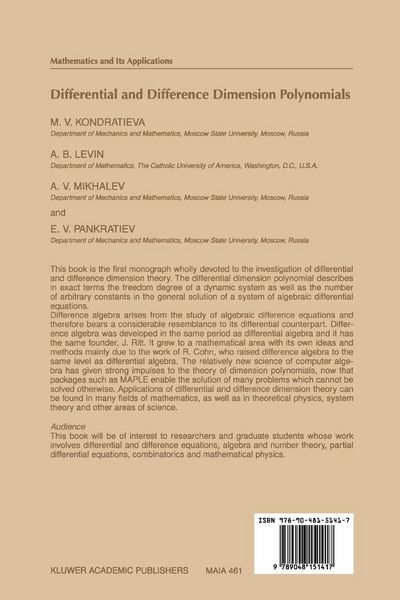 Produktbild: Differential and Difference Dimension Polynomials