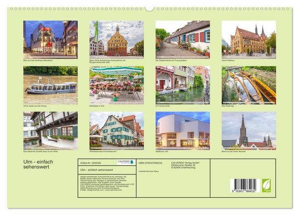 Produktbild: Ulm - einfach sehenswert (hochwertiger Premium Wandkalender 2026 DIN A2 quer), Kunstdruck in Hochglanz