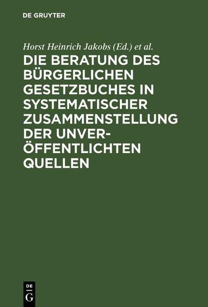 Produktbild: Materialien zur Entstehungsgeschichte des BGB