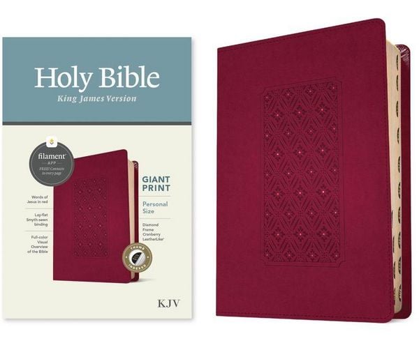 Produktbild: KJV Personal Size Giant Print Bible, Filament Enabled Edition (Leatherlike, Diamond Frame Cranberry, Indexed)