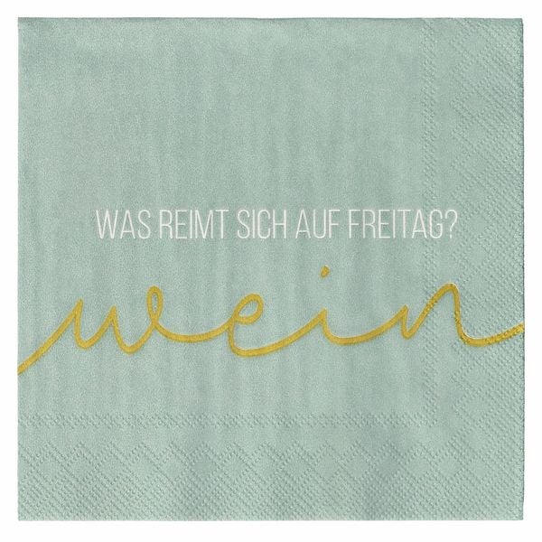 Produktbild: Cocktailserviette 25x25cm Was reimt sich auf Freitag?