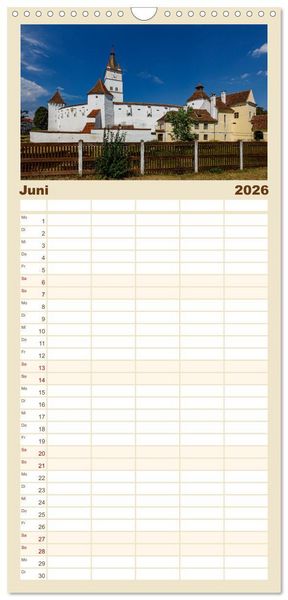 Produktbild: Familienplaner 2026 - Kirchen und Kl&ouml;ster in Rum&auml;nien mit 5 Spalten (Wandkalender, 21 x 45 cm) CALVENDO