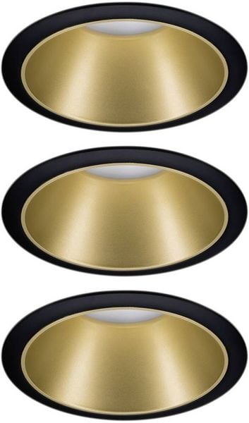 Produktbild: Paulmann Cole Coin 93404 Einbauleuchte 3er Set 2021 Energieeffizienzklasse: n.rel 6 W Warmwei&szlig; Schwarz, Gold