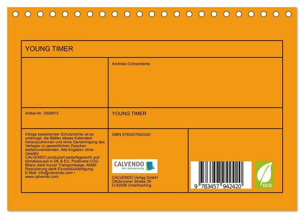 Produktbild: YOUNG TIMER (Tischkalender 2026 DIN A5 quer), CALVENDO Monatskalender