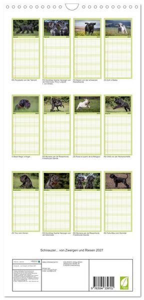 Produktbild: Familienplaner 2027 - Schnauzer... von Zwergen und Riesen 2027 mit 5 Spalten (Wandkalender, 21 x 45 cm) CALVENDO