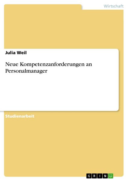 Produktbild: Neue Kompetenzanforderungen an Personalmanager