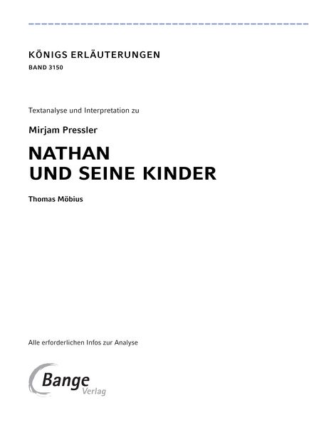 Produktbild: Nathan und seine Kinder von Mirjam Pressler