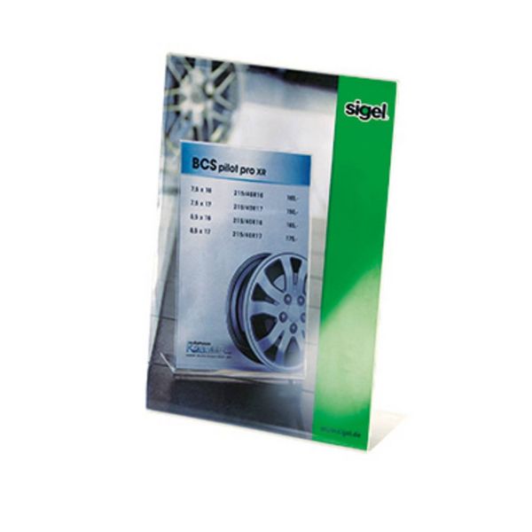Produktbild: Sigel TA210 Tischaufsteller L-Form Verwendung f&uuml;r Papierformat: DIN A4 Glasklar 1 St.