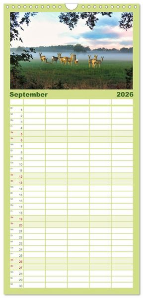Produktbild: Familienplaner 2026 - Deutsches Jagdwild - Waidmannsheil mit 5 Spalten (Wandkalender, 21 x 45 cm) CALVENDO