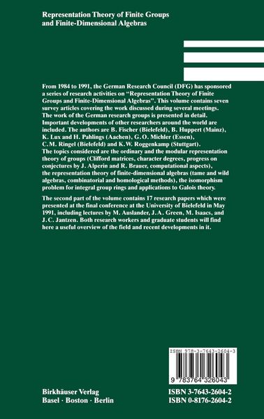 Produktbild: Representation Theory of Finite Groups and Finite-Dimensional Algebras