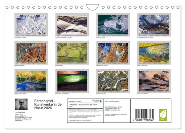 Produktbild: Farbenspiel - Kunstwerke in der Natur 2026 (Wandkalender 2026 DIN A4 quer), CALVENDO Monatskalender