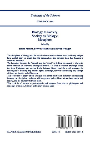 Produktbild: Biology as Society, Society as Biology: Metaphors