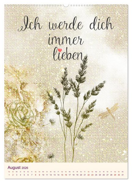 Produktbild: Aquarell Blumenmalerei mit Spr&uuml;chen (Wandkalender 2026 DIN A2 hoch), CALVENDO Monatskalender