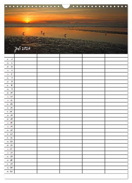 Produktbild: St. Peter Ording Familienplaner (Wandkalender 2026 DIN A3 hoch), CALVENDO Monatskalender