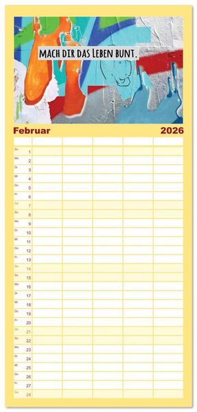 Produktbild: Familienplaner 2026 - Enjoy your life - Genie&szlig;e das Leben mit 5 Spalten (Wandkalender, 21 x 45 cm) CALVENDO