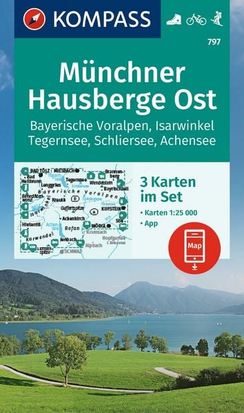 Produktbild: KOMPASS Wanderkarten-Set 797 M&uuml;nchner Hausberge Ost, Bayerische Voralpen, Isarwinkel, Tegernsee, Schliersee, Achensee (3 Karten) 1:25.000