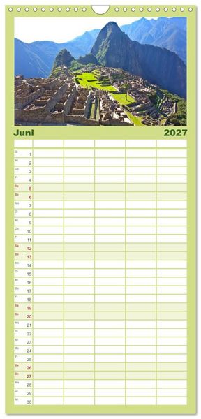 Produktbild: Familienplaner 2027 - S&uuml;damerika - Vom Reich der Inka bis nach Patagonien mit 5 Spalten (Wandkalender, 21 x 45 cm) CALVENDO