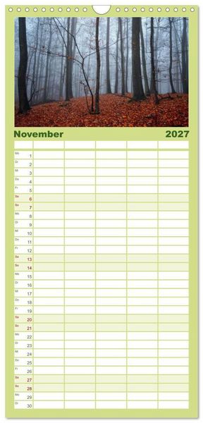 Produktbild: Familienplaner 2027 - Farbenfrohe Heimat mit 5 Spalten (Wandkalender, 21 x 45 cm) CALVENDO