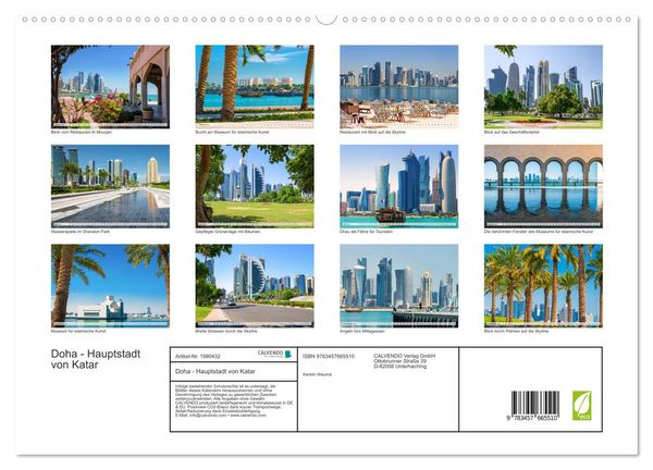 Produktbild: Doha - Hauptstadt von Katar (hochwertiger Premium Wandkalender 2026 DIN A2 quer), Kunstdruck in Hochglanz