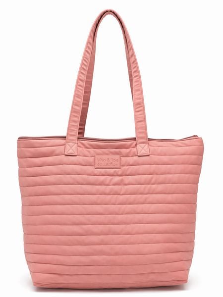 Produktbild: Shopper gesteppt mit gummiertem Logo Aufn&auml;her (rose)