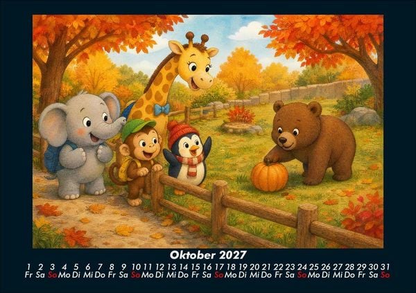 Produktbild: Ein Jahr im Zoo mit Raffi und Freunden 2027 Fotokalender DIN A5