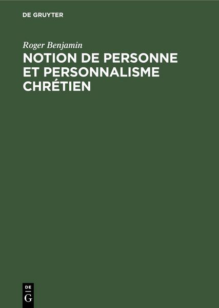 Produktbild: Notion de personne et personnalisme chr&eacute;tien