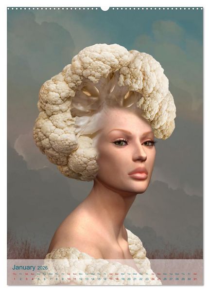 Produktbild: Food Fashion - surreal women's portraits with fruit and vegetable (Wall Calendar 2026 DIN A2 portrait), CALVENDO 12 Month Wall Calendar