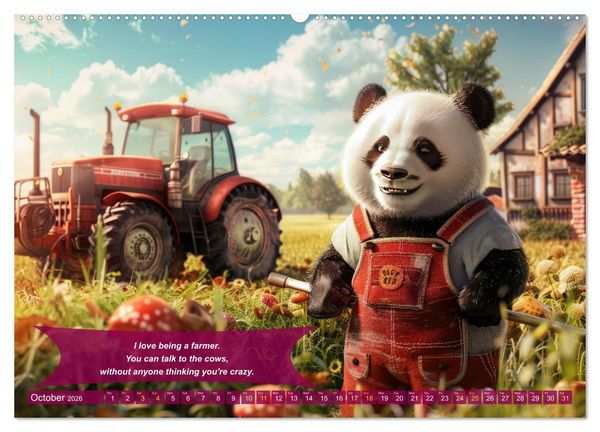 Produktbild: Funny charming animals as farmers (High Quality Premium Wall Calendar 2026 DIN A2 landscape),CALVENDO 12 Month Wall Calendar