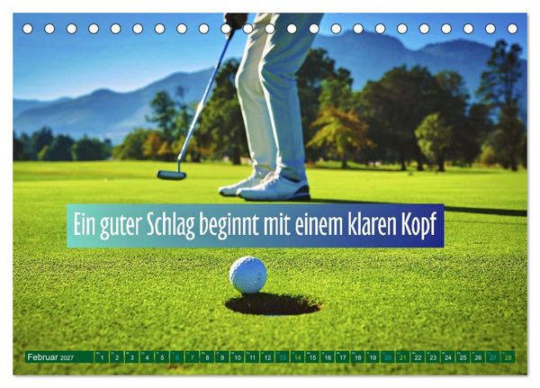 Produktbild: Golf - zwischen Gr&uuml;n und Gedanken (Tischkalender 2027 DIN A5 quer), CALVENDO Monatskalender