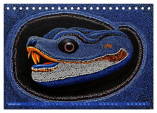 Produktbild: Traumzeit - KI-generierte Aborigine-Kunst aus dem Herzen Australiens (Tischkalender 2026 DIN A5 quer), CALVENDO Monatskalender