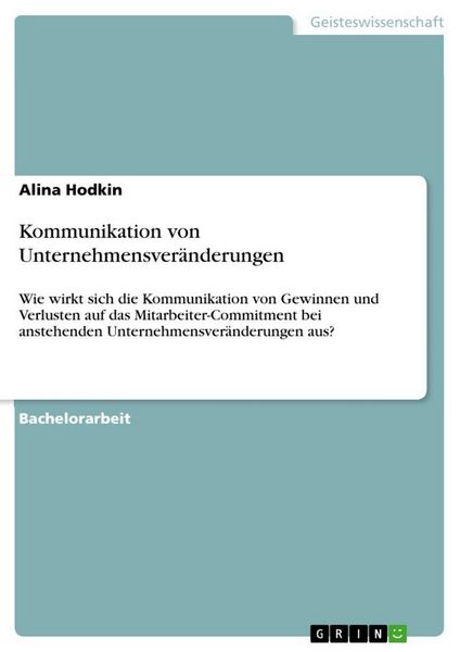 Produktbild: Kommunikation von Unternehmensver&auml;nderungen