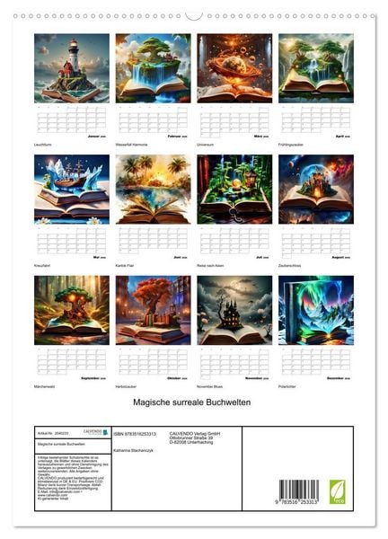 Produktbild: Magische surreale Buchwelten (hochwertiger Premium Wandkalender 2026 DIN A2 hoch), Kunstdruck in Hochglanz