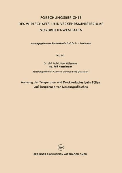 Produktbild: Messung des Temperatur- und Druckverlaufes beim F&uuml;llen und Entspannen von Dissousgasflaschen