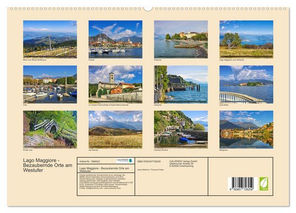 Produktbild: Lago Maggiore - Bezaubernde Orte am Westufer (hochwertiger Premium Wandkalender 2026 DIN A2 quer), Kunstdruck in Hochglanz